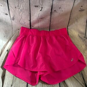 ASICS‎ Women’s Running Shorts Lined Zip Pocket ACWWSH2475 Size Large Barbie Pink